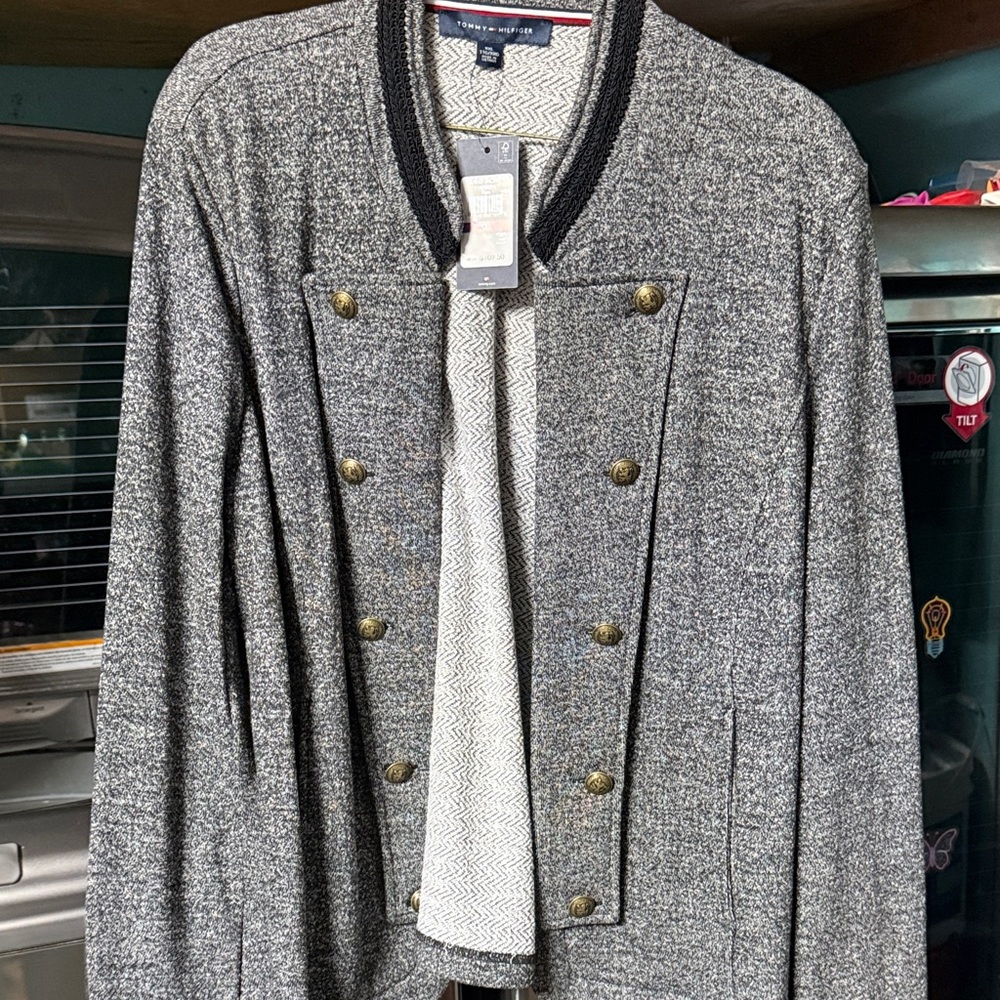 Tommy Hilfiger Black and Gray Band Jacket